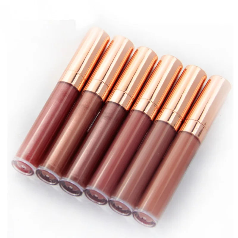 shiny gold tube vegan glossy lipgloss waterproof longlasting nude glitter lipgloss