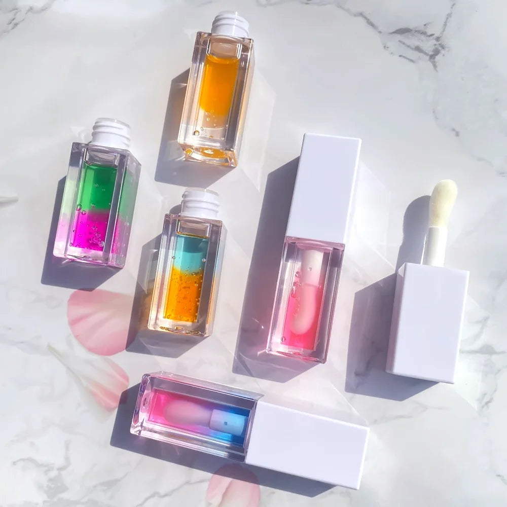 new arrival 5 colors lip oil dual-shade fruit lip balm lip tint moisturizing lip oil