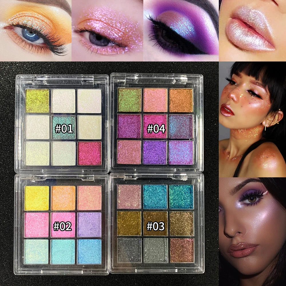 Holographic duochrome eyeshadow palette 9 colors