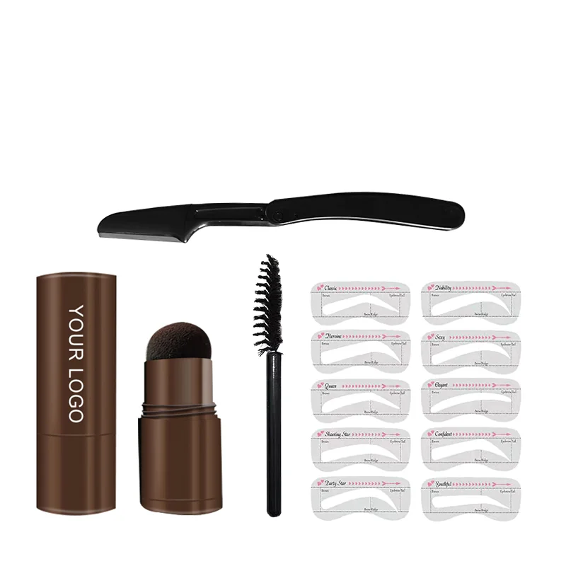 1 eye brow brush trimming knife eyebrow powder eyebrow stamp and stencil kit