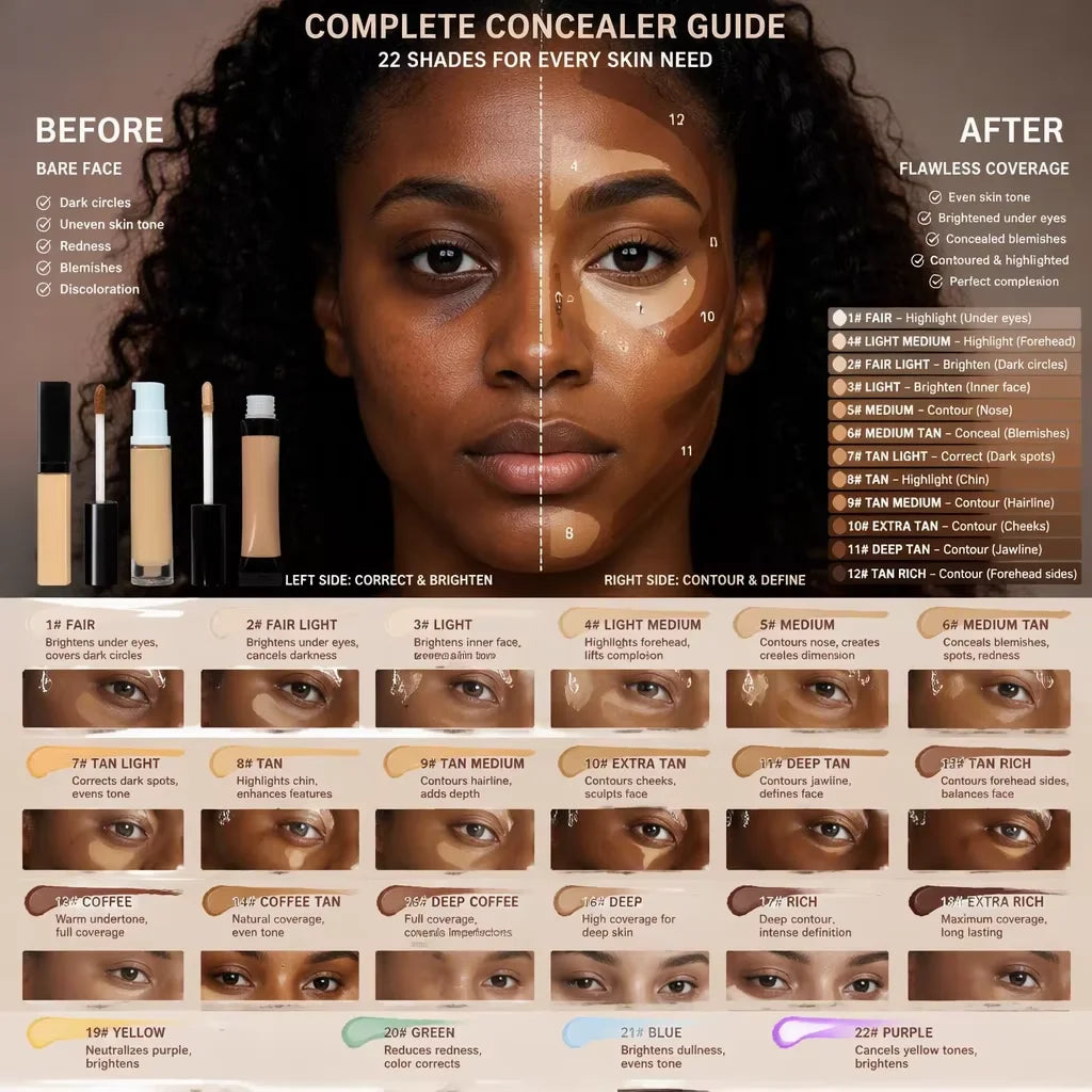 Oil-free liquid concealer in 22 colors