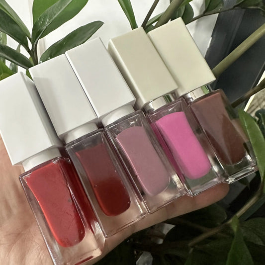 metal tip press glass bottle lip moisturizing liquid nude lipgloss vegan high pigment lip gloss