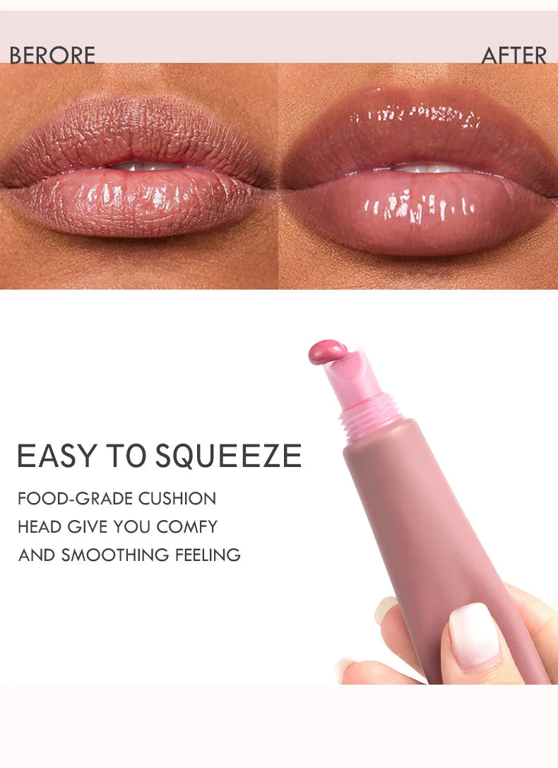 vegan squeeze tube shining lips lipgloss hydrating smooth shimmer glossy lip gloss