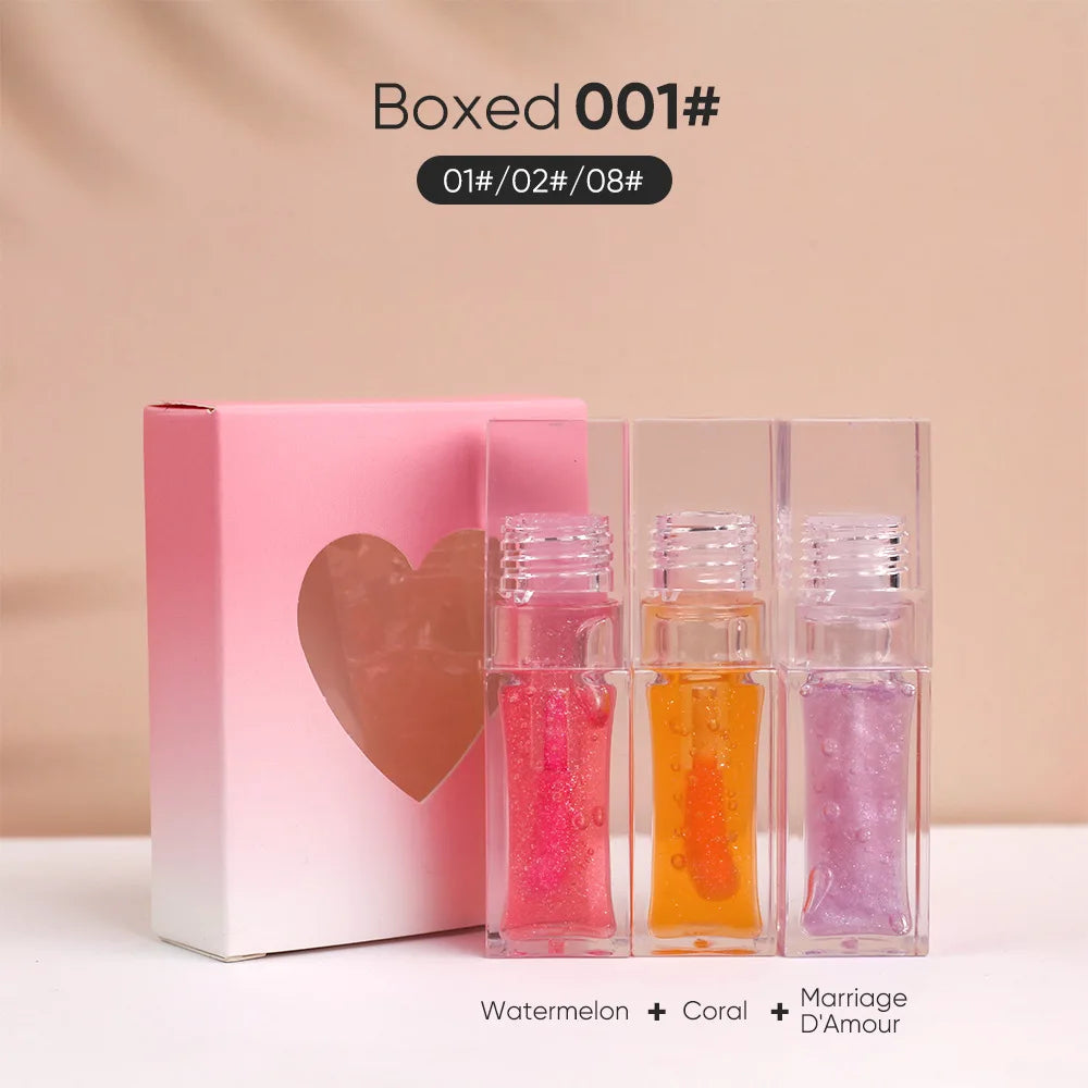 moisturizing fruit flavoured lip tint set glossy color changing oil for lip care makeup gift lip oil set