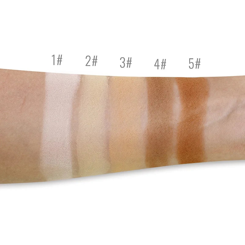 5 colors black powder palette vegan cruelty free pressed face powder with puff