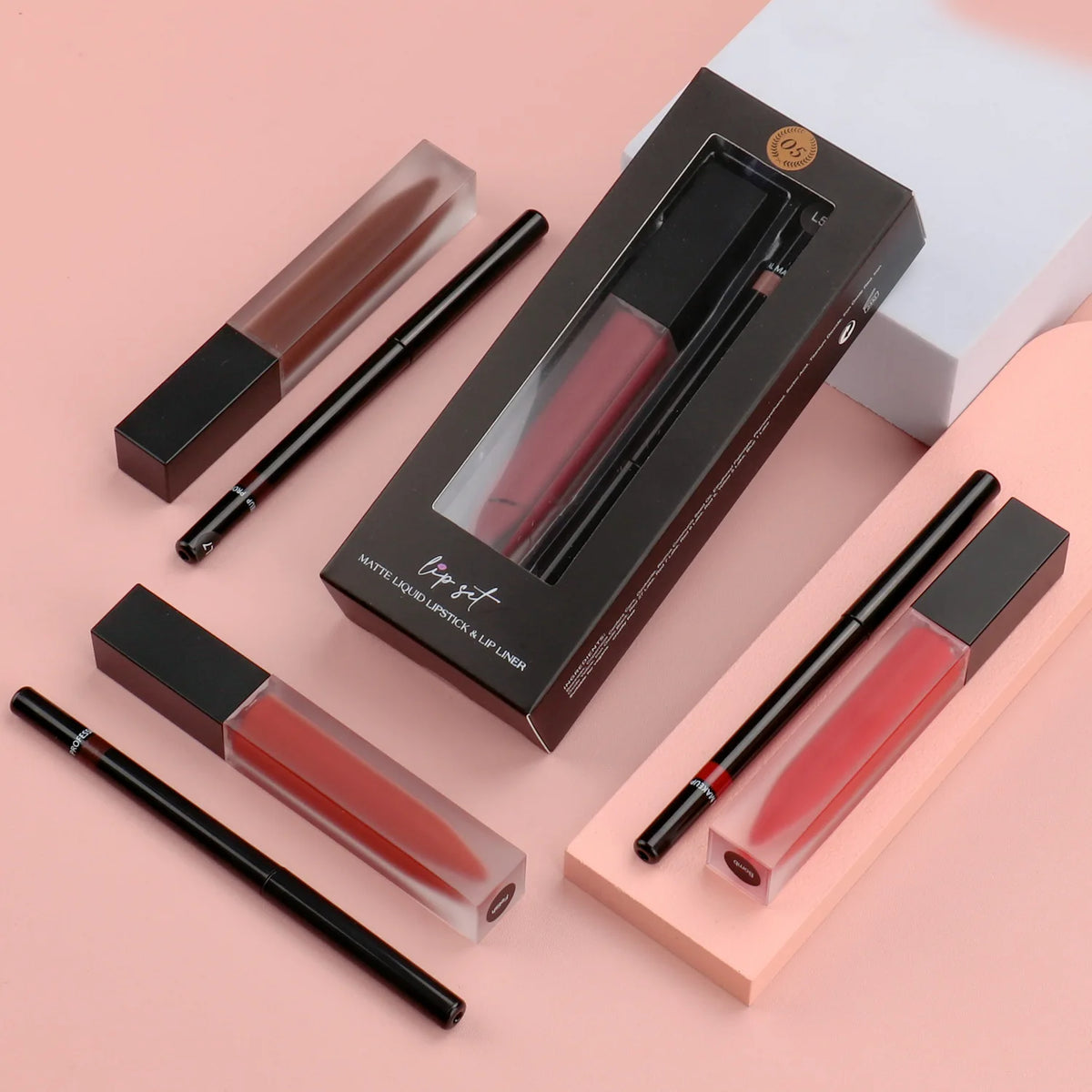 2 in 1 lip kit black pencil liquid lipstick long lasting vegan long lasting matte lipstick lip liner set