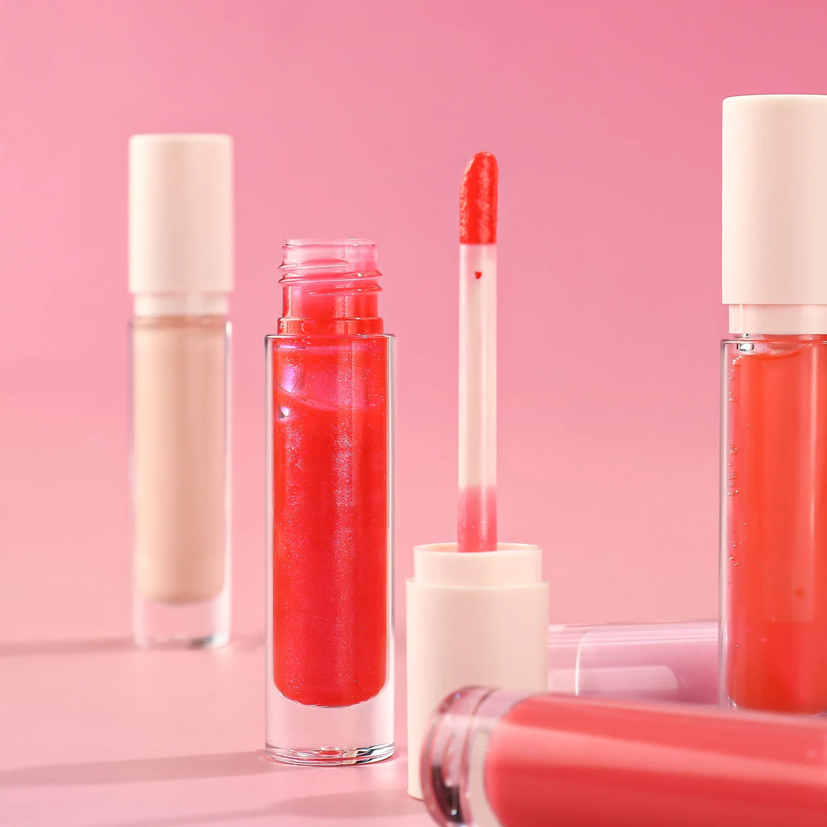 low moq lip makeup 58 colors fruit diamond round tube lip gloss transparent vegan matte lip gloss