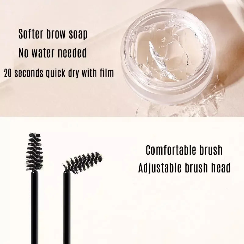 Clear waterproof brow gel and brow soap set with brush