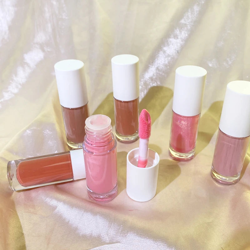 27 colors big brush round tube lip gloss nude shades smooth bright glossy moisturizing lip gloss