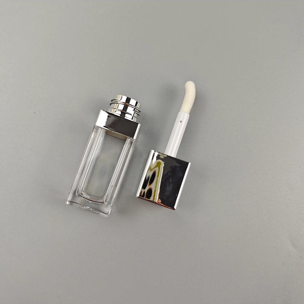 10ml silver lipgloss tube petg plastic big wand brush empty lipgloss tube cosmetics lip gloss container