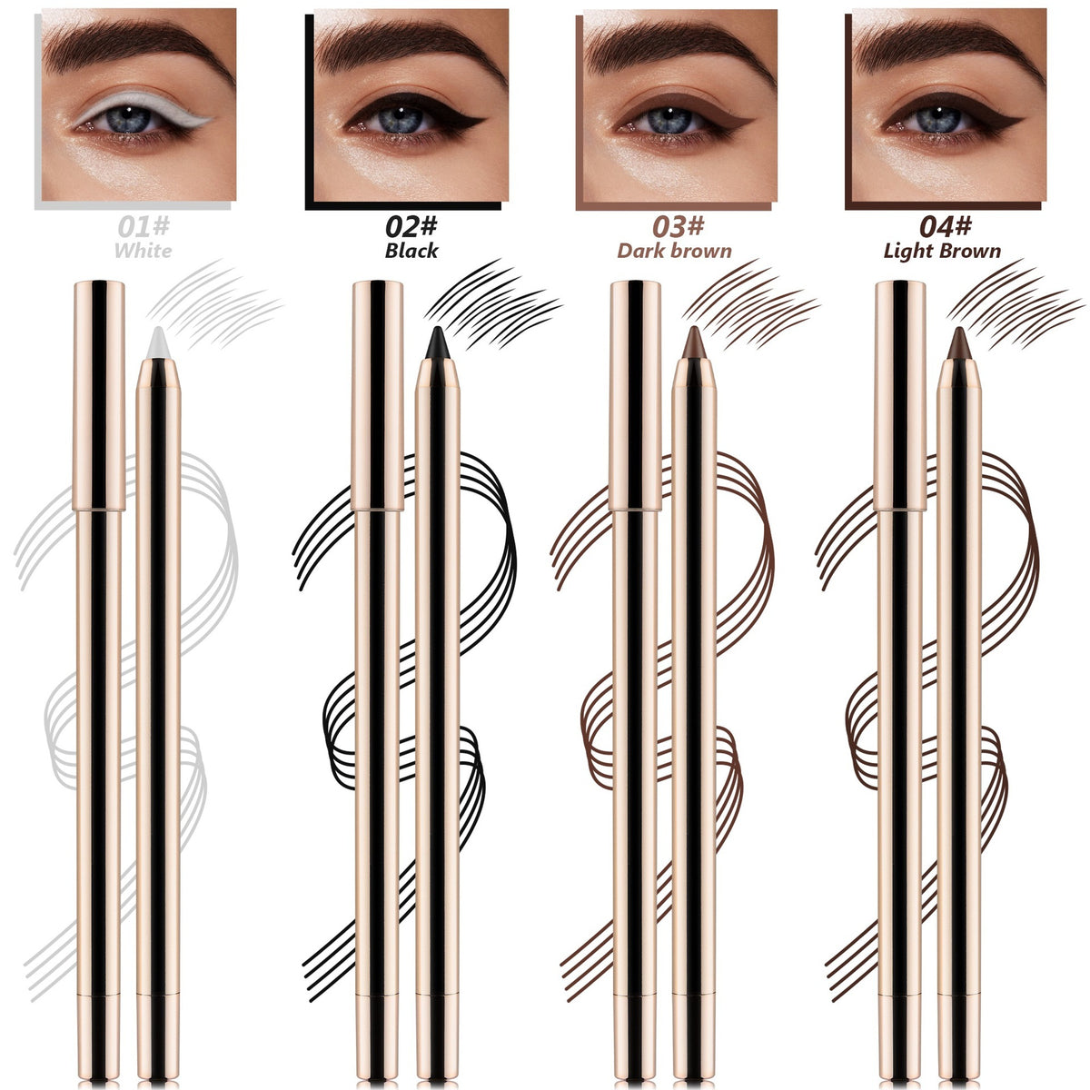 vegan makeup eye liner pencil long lasting waterproof smooth gel eyeliner pen gold tube eye liner gel pencil