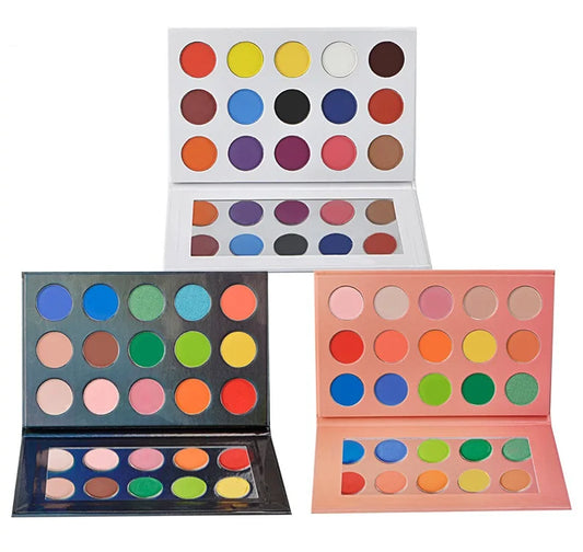 diy 15 color long lasting high pigment matte shimmer eyeshadow palette with 3 colors palette to choose