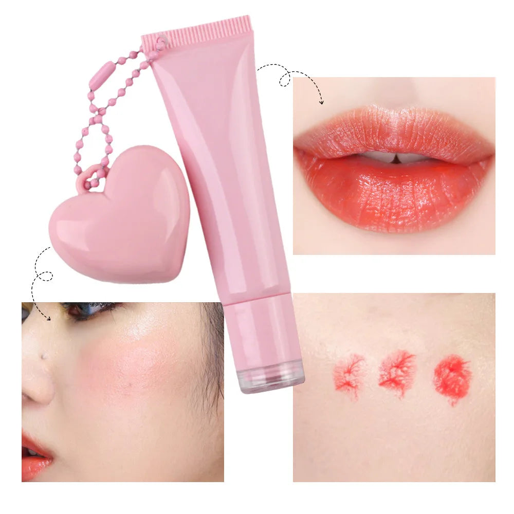 15ml lipgloss with heart shape color changing blush keychain vegan jojoba oil aloe vera high pigment moisturizing lip gl