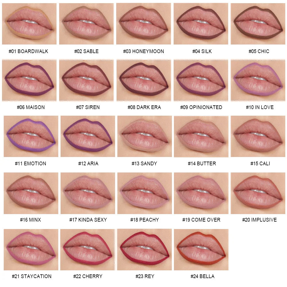 lip cosmetics 24 colors lipliner pencil high pigmented waterproof soft matte lip liner