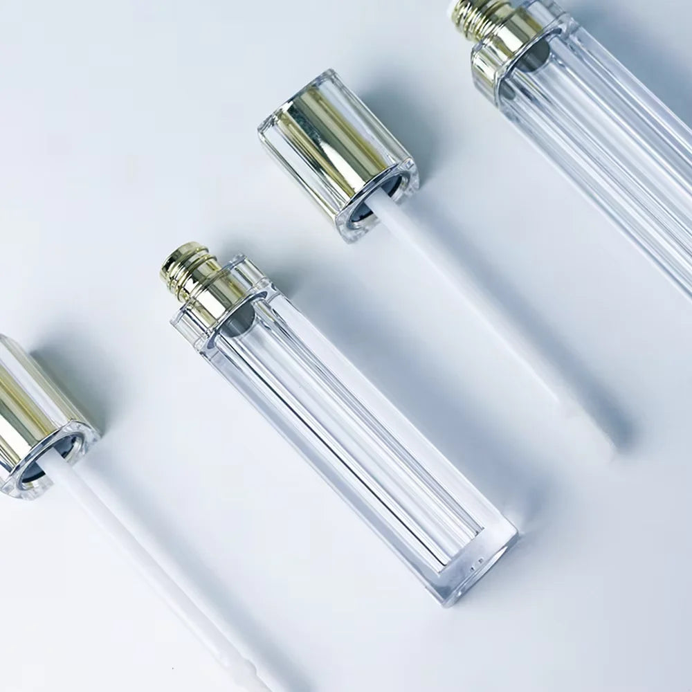 luxury empty lip oil tubes lip gloss containers clear lipgloss wand tubes gold silver lip tint tubes for cosmetic packag