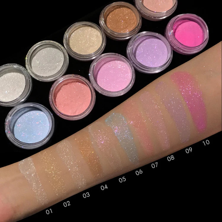 glitter loose highlighter with sponge face and body highlight high pigment waterproof loose highlighter