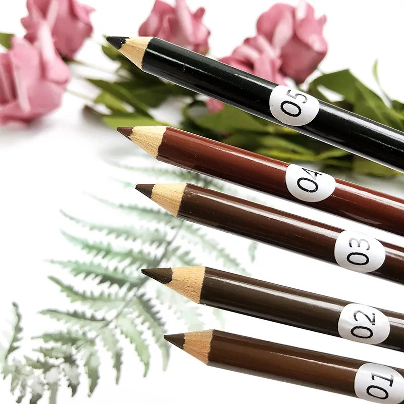 5 colors manufacturer vegan 2 in 1 waterproof wooden eyebrow pencil with sharpener