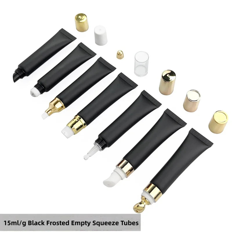 cosmetics package multi-color 15ml metal ceramic massage tip squeeze tube plastic empty lip gloss tube