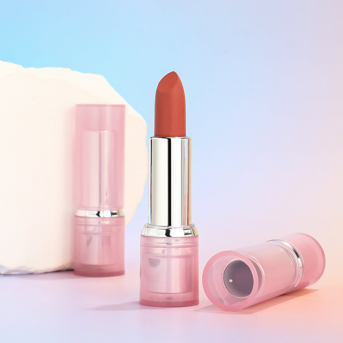 creamy lipstick long lasting smooth vegan pink tube cosmetics matte lipstick