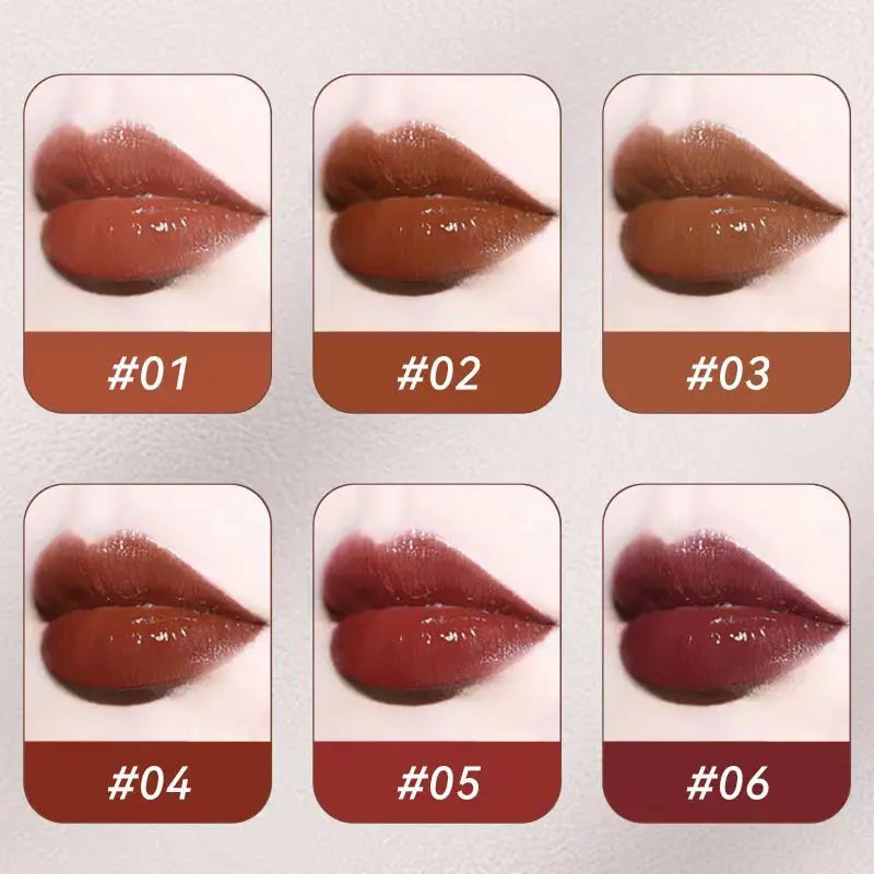 6 colors lip gloss nude pink mirror finish high shine smooth moisturizing gel lip tint