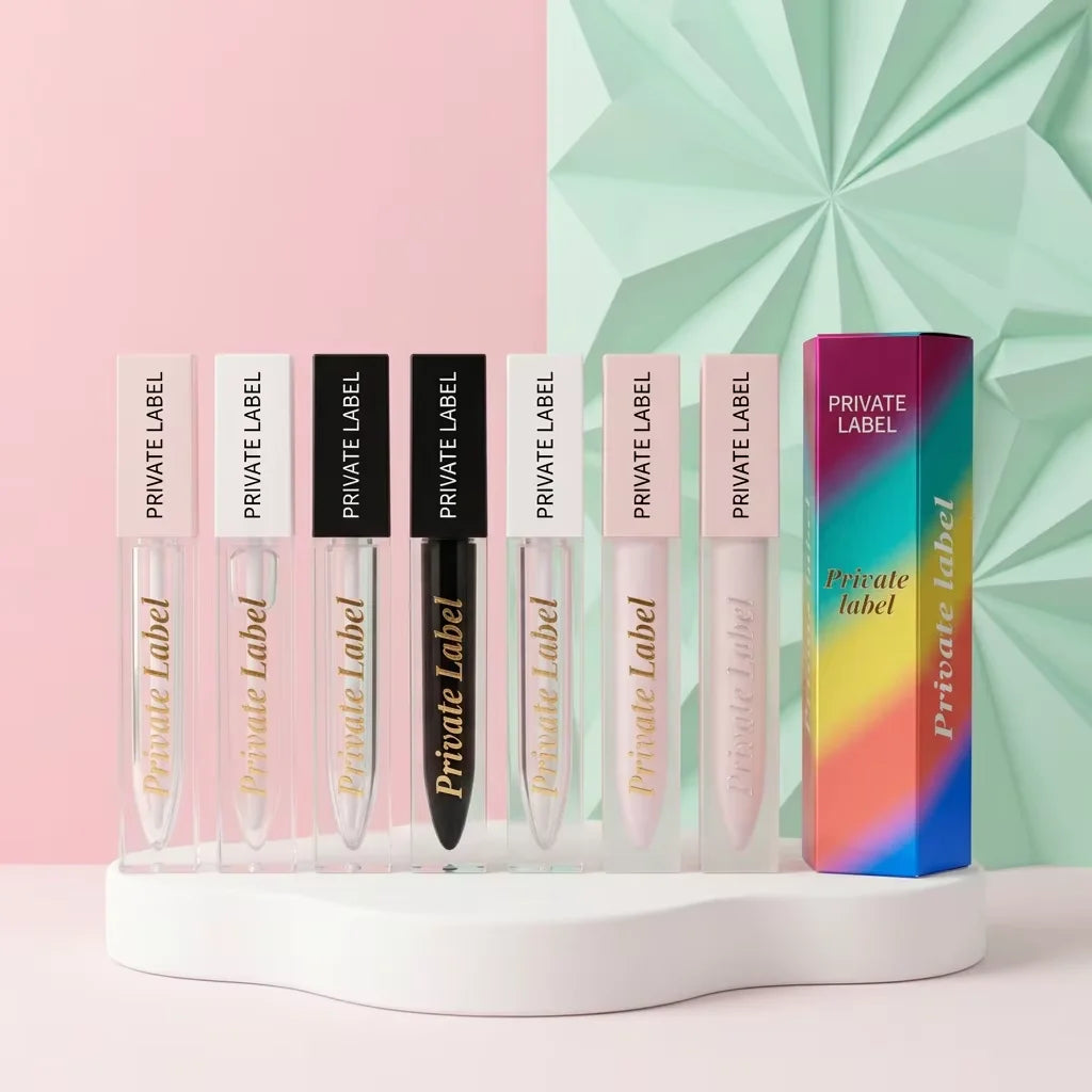 low moq square clear lipgloss packaging cosmetic empty lip gloss tube plastic container