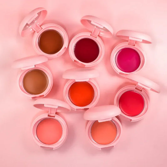 round plastic pink creme cheek blush cream to powder blush palette single tint creamy blush