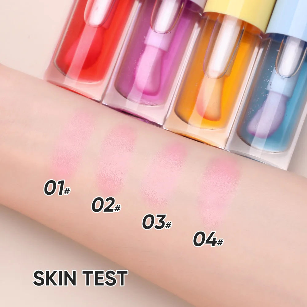 new arrival round tube 4 colors large head color changing blush oil non-sticky fine shimmer liquid blush oil