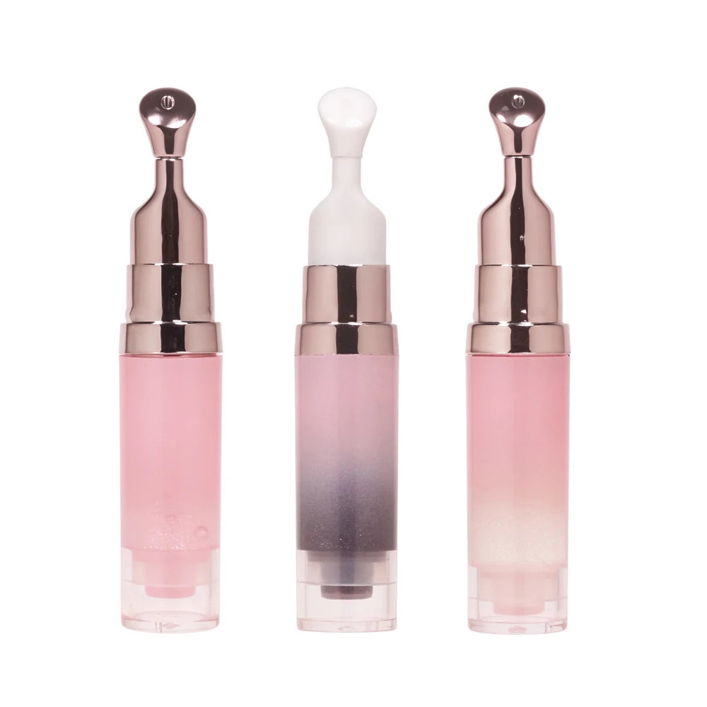 hydrating lip oil with metal ceramic applicator tube lips care makeup shimmer glossy color changing lip oil