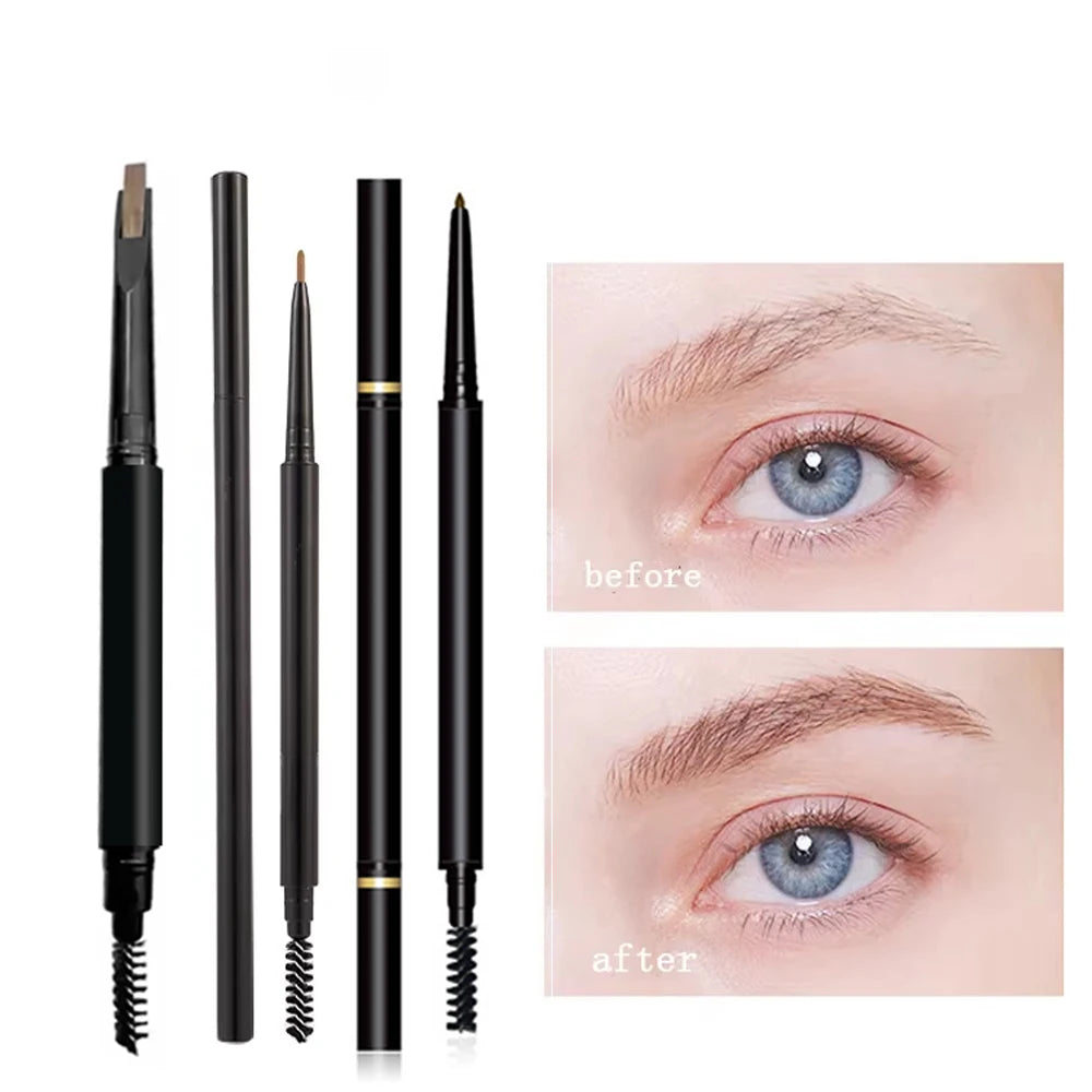 makeup double head waterproof eyebrow pencil with brush cosmetic twist eye brow pencil