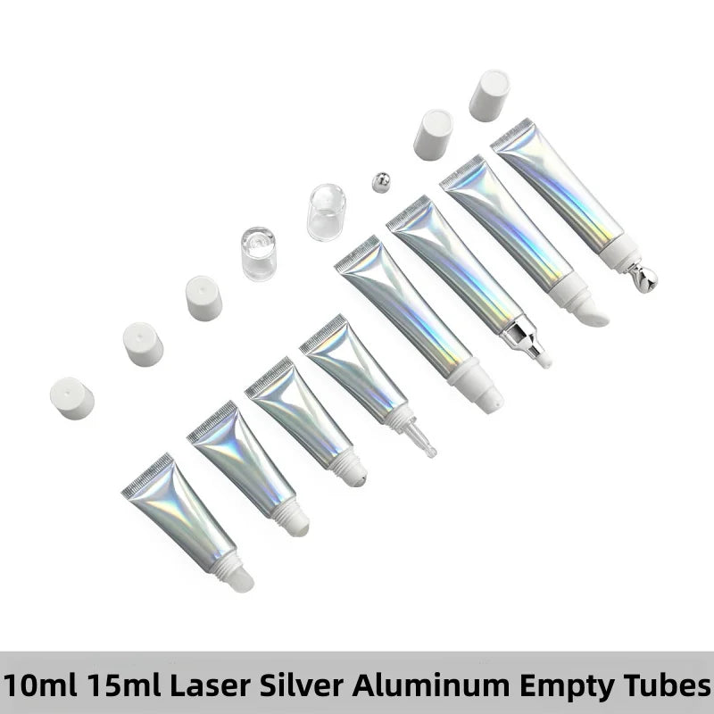 cosmetics package 10ml mixed color hose tube metal applicator ceramic head squeeze lip gloss empty tube