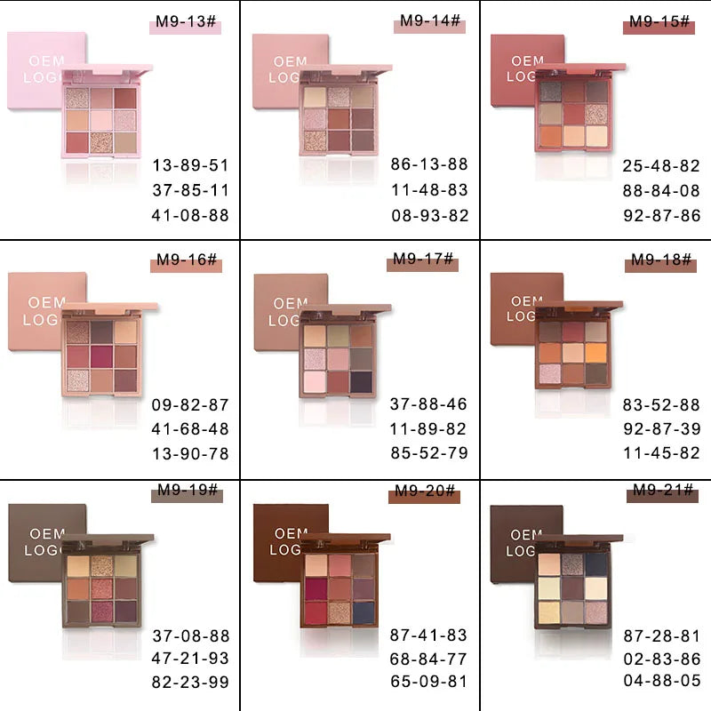 eye makeup 9 colors square pane diy eyeshadow palette high pigment shimmer matte glitter eye shadow palette