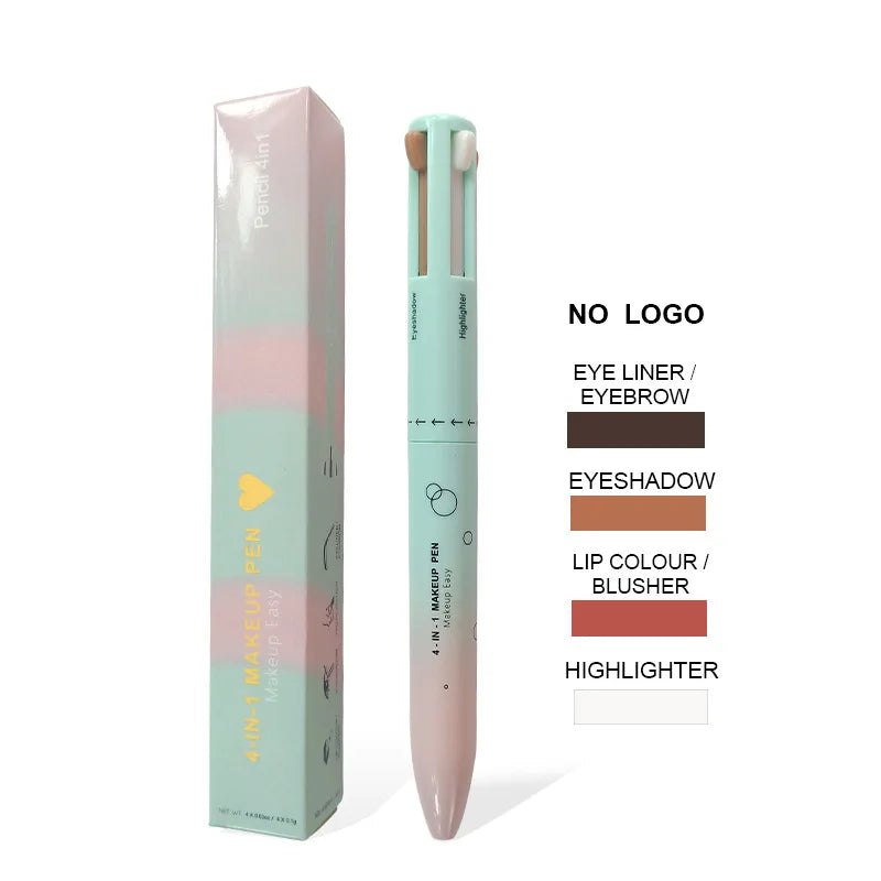 waterproof blue long lasting 4 in1 makeup pen eyeliner eyebrow lipliner highlighter 4 in 1 makeup pencil