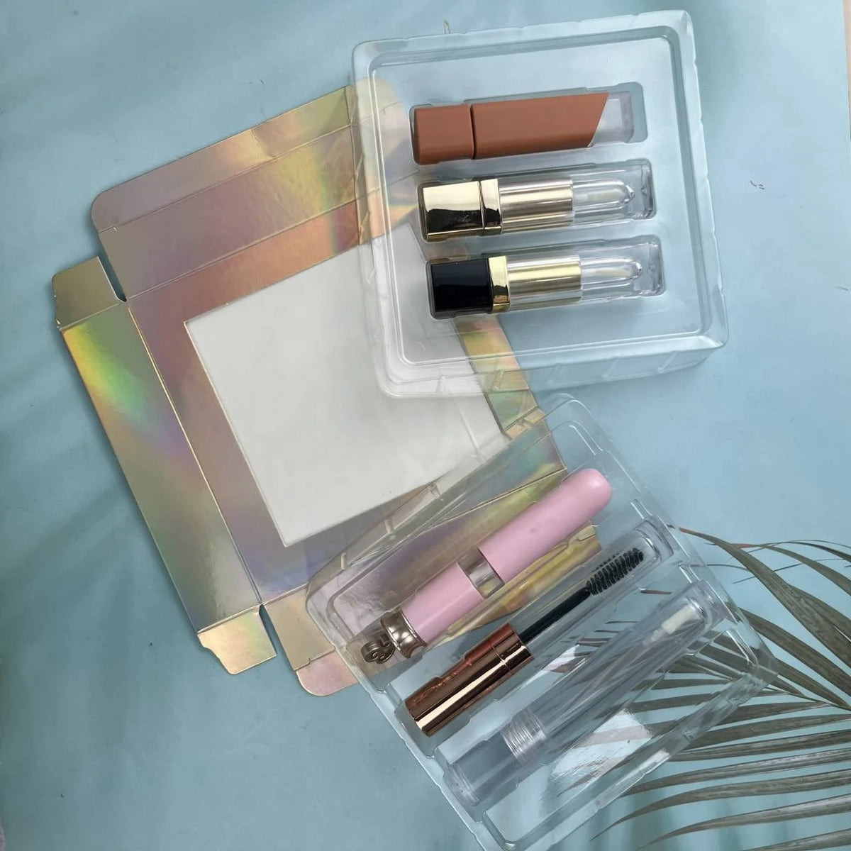 empty lipgloss set box package liquid lipstick set paper box with clear window