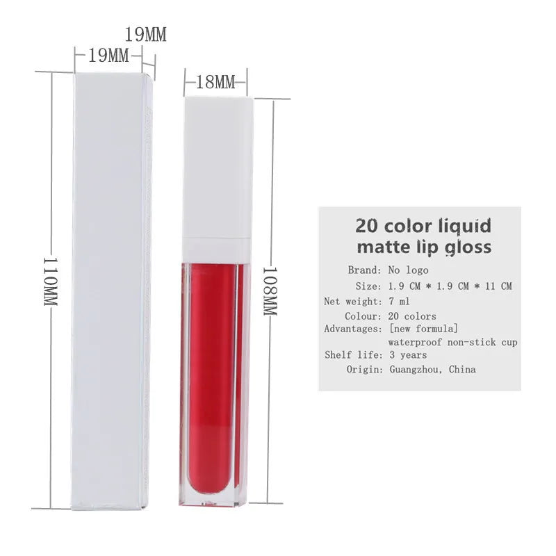 waterproof white tube package long lasting liquid lipstick make your brand nude matte lip gloss