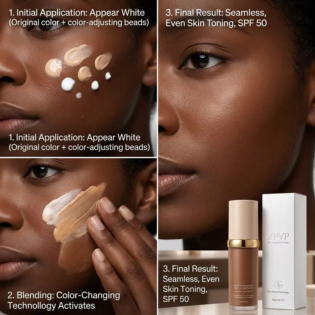 Color-changing liquid foundation
