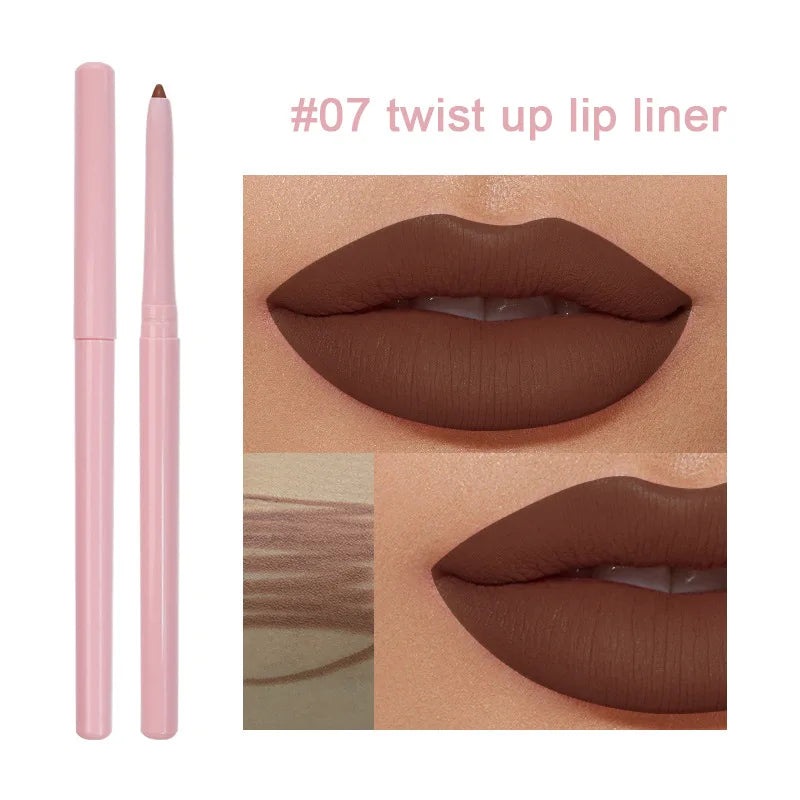 Vegan long-lasting matte cream lip liner pencil in 15 colors