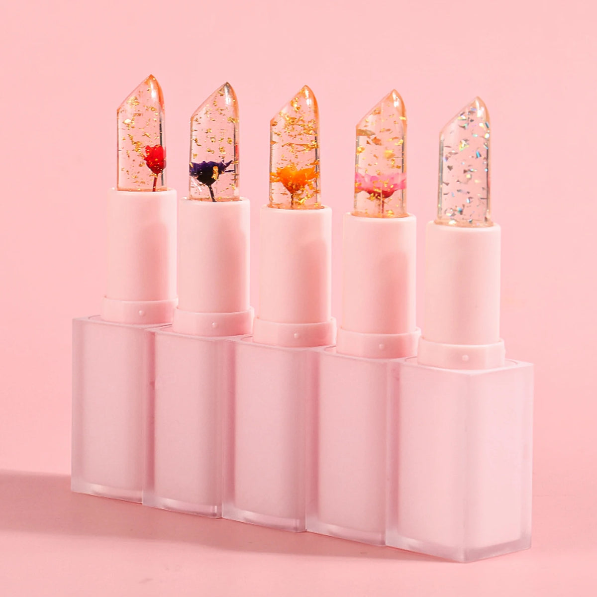 5 colors flower color changing lipstick naturally nourishing moisturizing long lasting lip balm