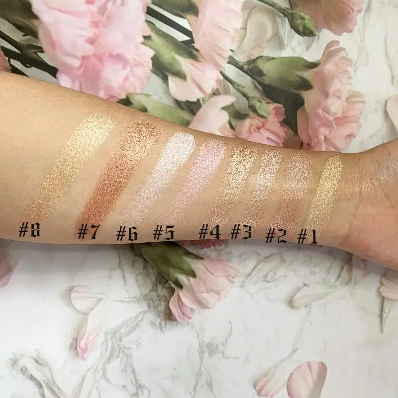 pressed powder illuminator highlighter palette 6-shade highlighter bronzer for face body makeup with glowing effect