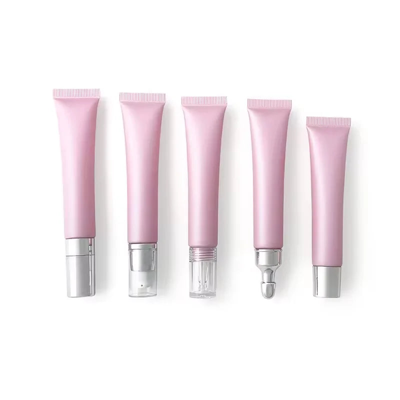 empty lipoil packaging lipgloss eye cream lotion squeeze plastic pink gold lip gloss tube