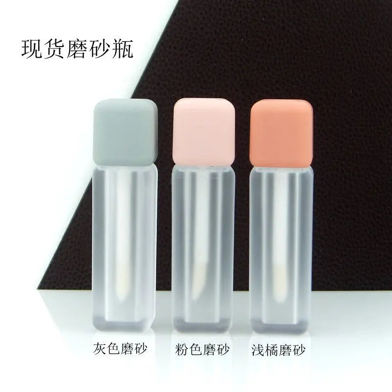 stock plastic 3.5ml plasticine empty square lipgloss container tube with frosted bottle low moq lipstick tube