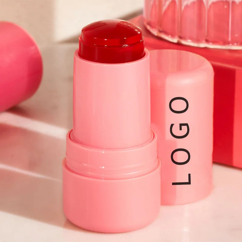 lip cheek stain multi-function 4 colors round tube long lasting waterproof jelly blush tint stick