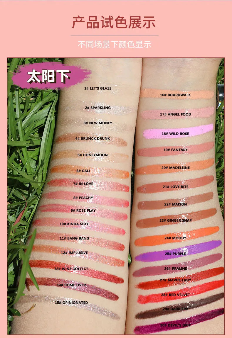 professional lip makeup 30 color matte and shimmer moisturizing lip gloss liquid lipsticks vegan lipsticks