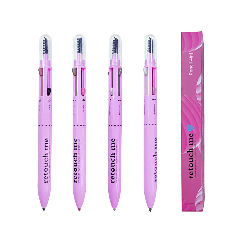 multifunction brow contour touch up 4in1 makeup pen with brush 4 refills 4 colors eyebrow eyeliner lipliner highlighter