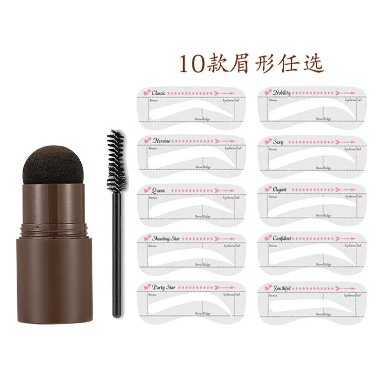 diy one step eye brow stamp stencil kit eyebrow hairline powder with eyebrow shapes stencil