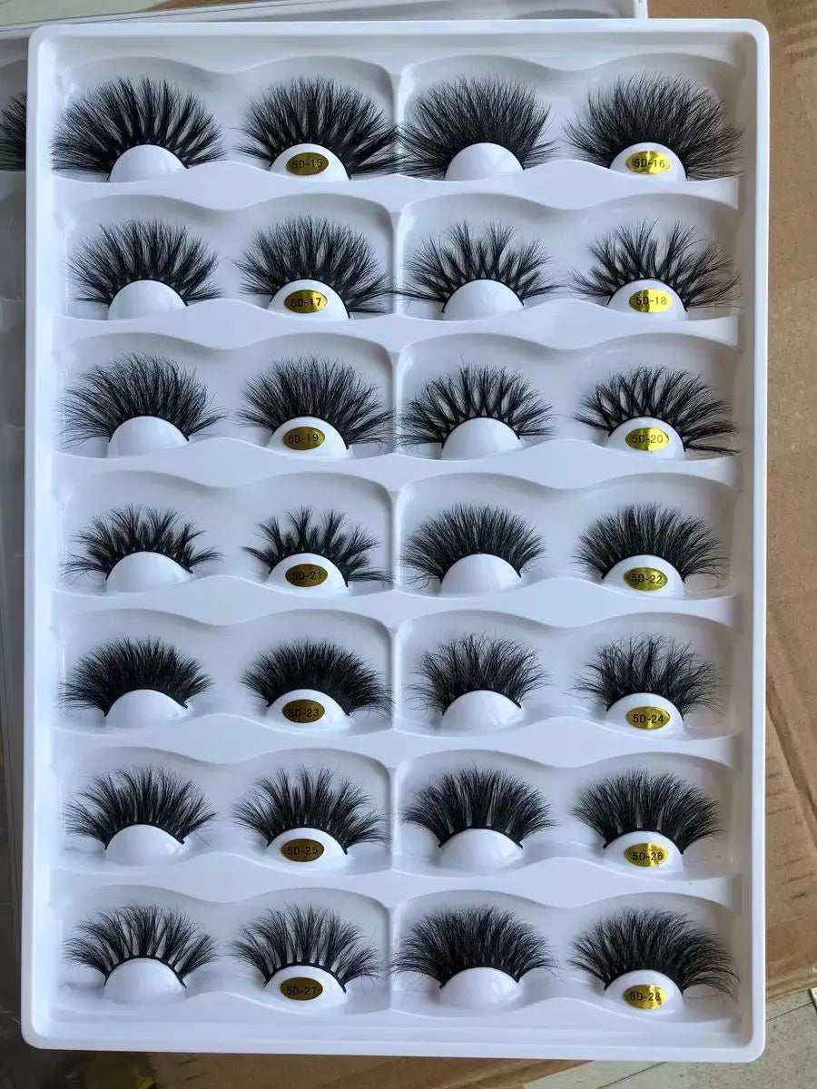 1 pair eye lash 25mm real mink eyelashes eyelash extensions 5d length curve eyelash