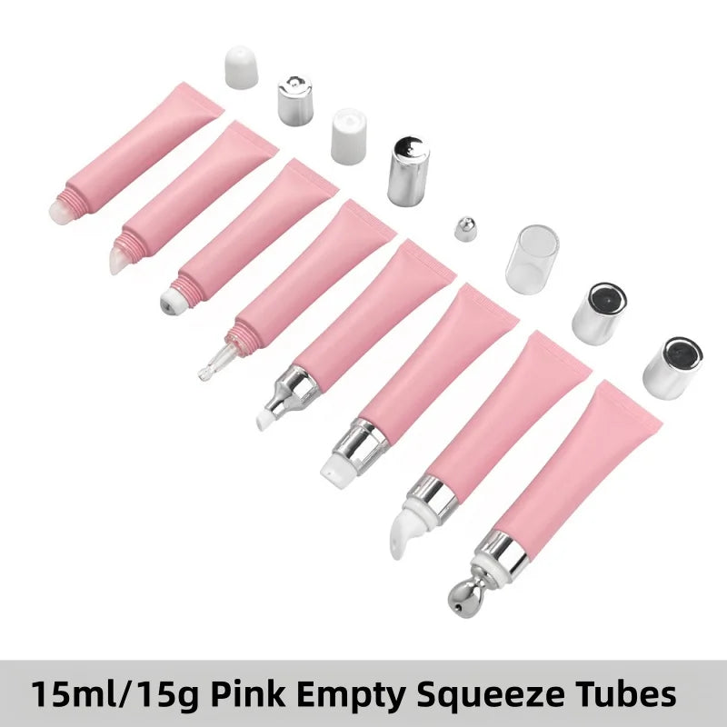 cosmetics package multi-color 15ml metal ceramic massage tip squeeze tube plastic empty lip gloss tube