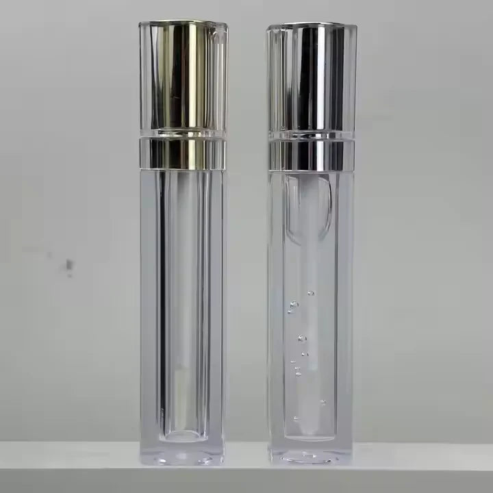 luxury empty lip oil tubes lip gloss containers clear lipgloss wand tubes gold silver lip tint tubes for cosmetic packag
