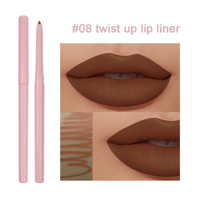 Vegan long-lasting matte cream lip liner pencil in 15 colors