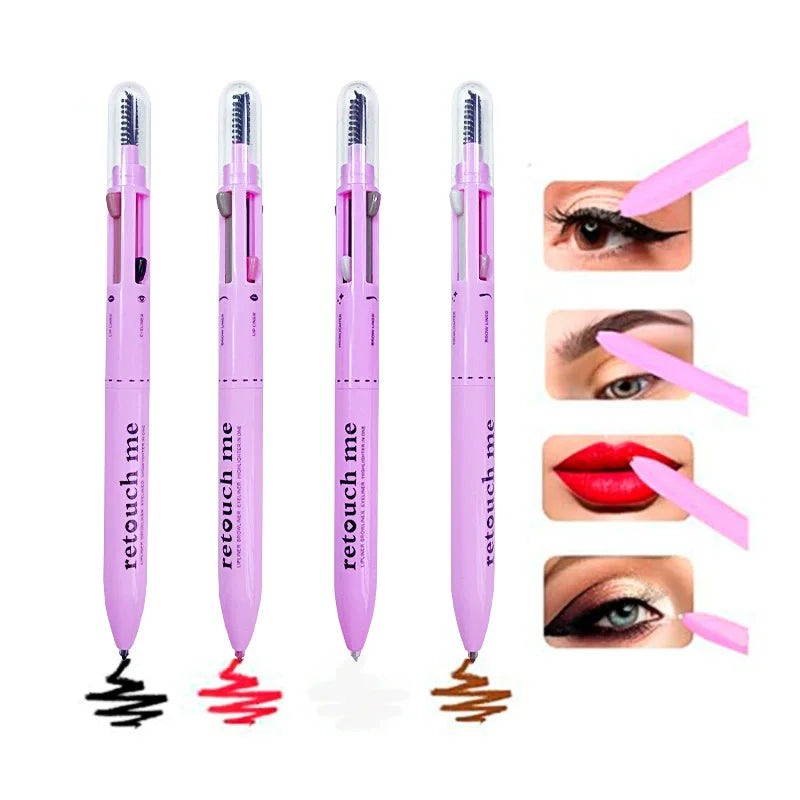 multifunction brow contour touch up 4in1 makeup pen with brush 4 refills 4 colors eyebrow eyeliner lipliner highlighter