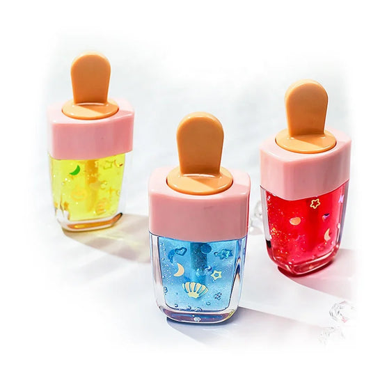 lovely glossy clear lip gloss ice cream glitter lip gloss transparent cute popsicle lipgloss